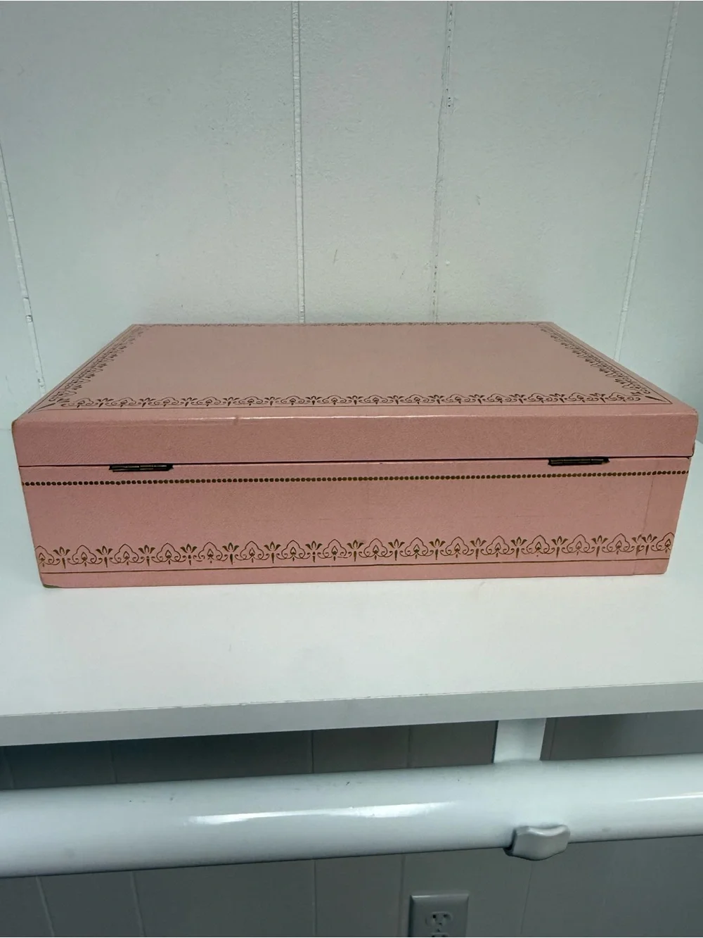 Vintage MCM Mid-Century Jewelry Box Organizer Large Pink w/ Pink Velvet Interior